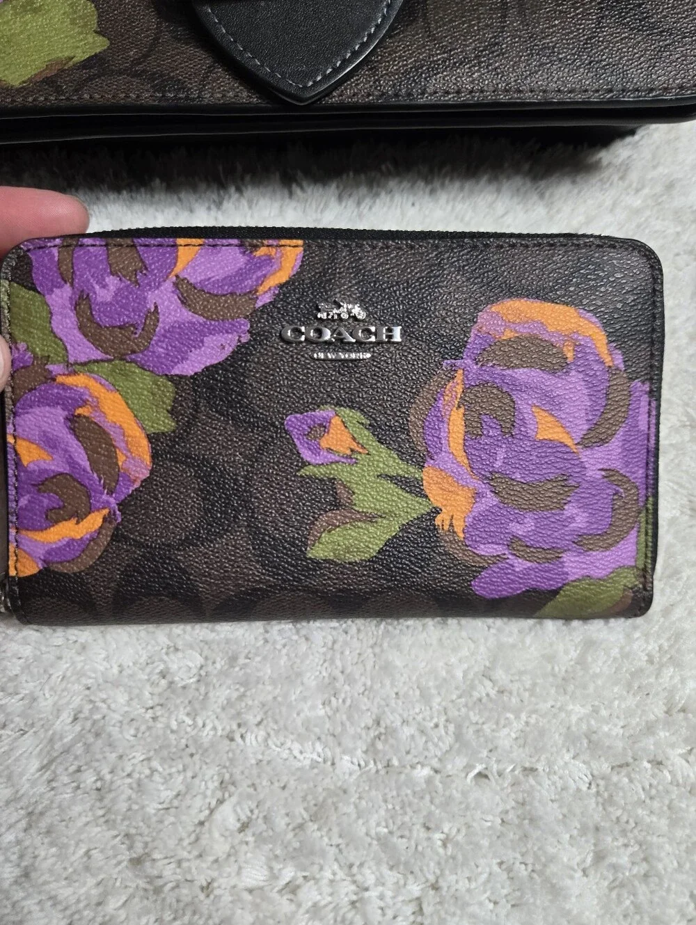 Coach Morgan Shoulder Bag In Signature Canvas With Rose Print & Matching Wallet
